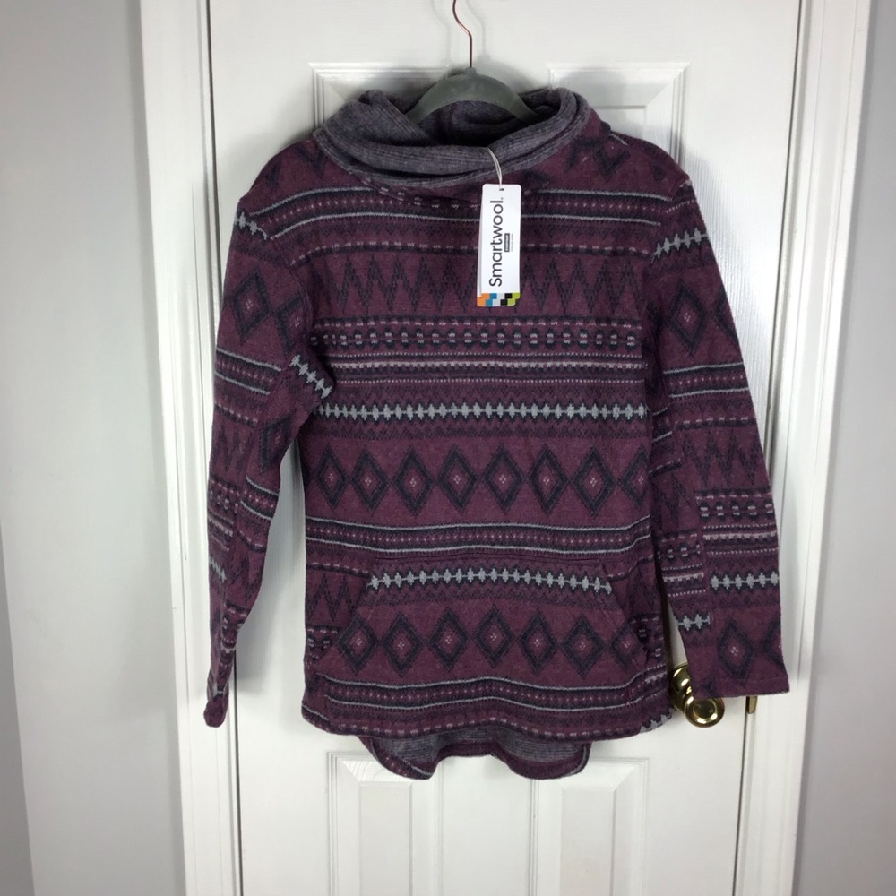 Smartwool Women's Hudson Trail Fleece Pullover Argyle Purple Fairisle Size Small